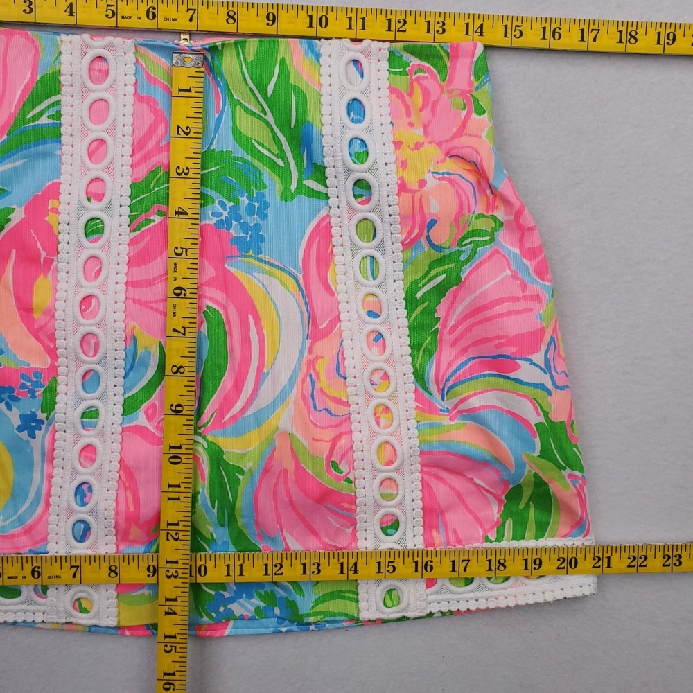 Lilly Pulitzer Skirt Womens 0 Pink Green Pansy Lace Skort Floral Abstract Loud - Picture 10 of 11